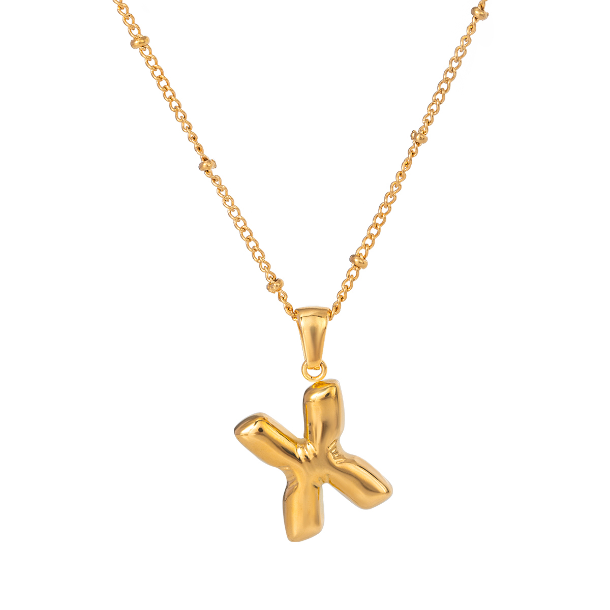 Goud / 1 stuk Eenvoudige casual stijl letter X-vorm roestvrij staal 18K verguld dames hanger ketting Afbeelding24